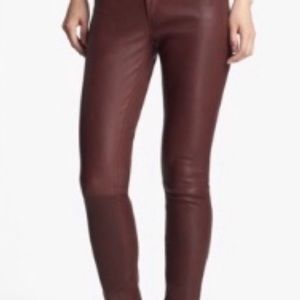 Burgundy Real leather pants